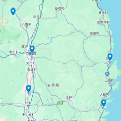 2025年5月17日時点、岩手県クマ出没マップ