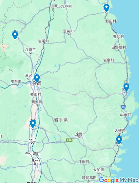 2025年5月17日時点、岩手県クマ出没マップ